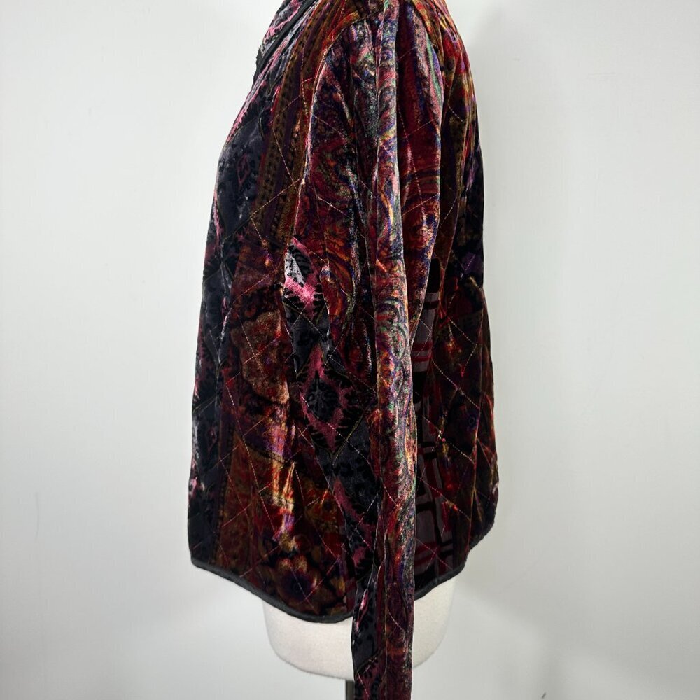 COLDWATER CREEK Velvet Blazer Floral Button Dark Romantic Holiday Boho PXL - Picture 7 of 13
